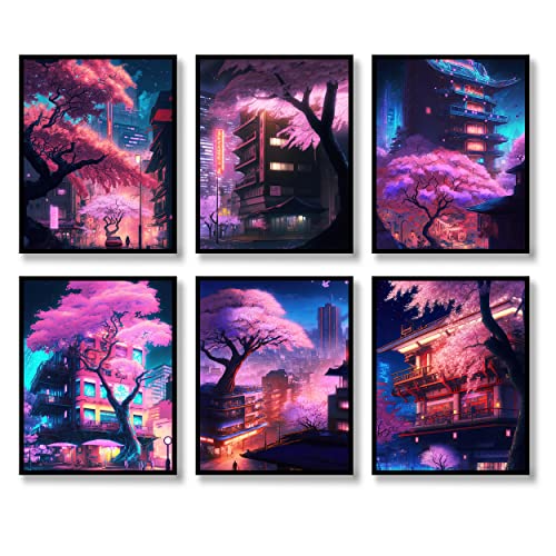 QQQDADA Japanese Wall Art Prints Set of 6 Anime Posters