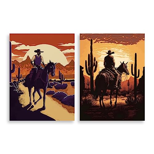 QridRir Rustic West Cowboy Canvas Art