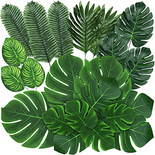 QUANQIUFEI Artificial Palm Leaves - Tropical Party Decorations