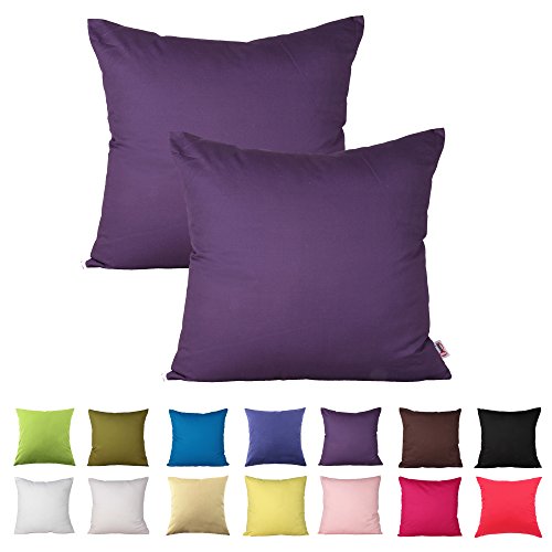 Queenie® - 2 Pcs Solid Color Cotton Decorative Pillowcase Cushion Cover for Sofa Throw Pillow Case