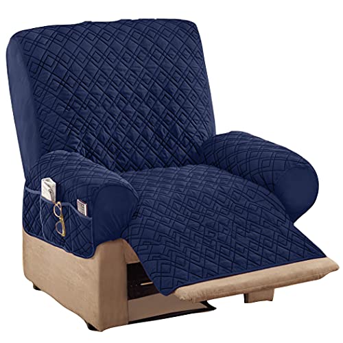 Quilted Stretch Recliner Cover with Storage Pockets