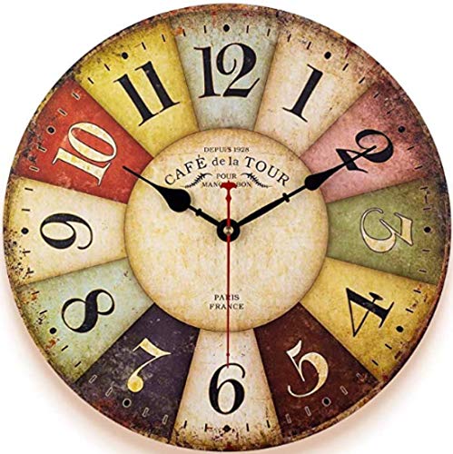 Qukueoy 12 Inch Thick Wood Kitchen Wall Clock