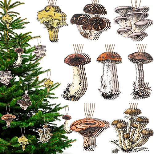 Qunclay 48 Set Christmas Vintage Mushroom Ornament Decorations