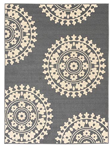 Qute Home European Medallion Non-Slip Rubber Backed Area Rugs