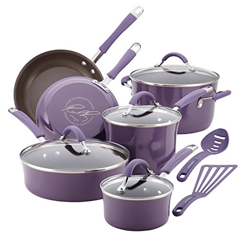 Rachael Ray Cucina Cookware Set, 12 Piece, Lavender Purple