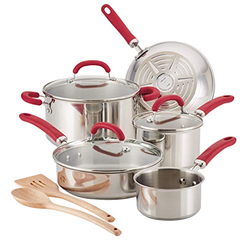 Rachael Ray Stainless Steel Cookware Set, 10-Piece