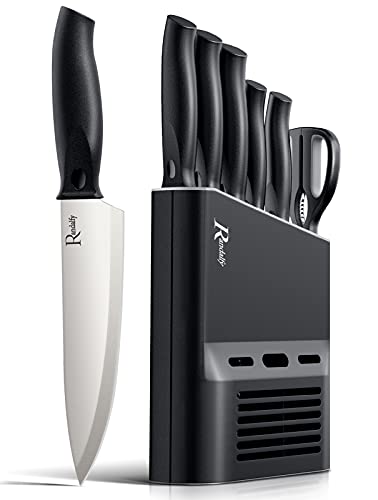 Randalfy Kitchen Knife Set with Block, 7 Pieces