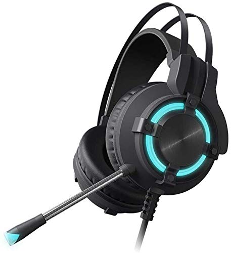 Raxinbang Headset Gaming Headphone Headset 7.1 Esports Headset, 3.5mm Bass Sound Quality with Microphone, Luminous Gaming Headset (Black)