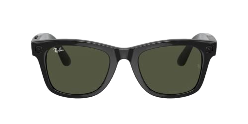 Ray-Ban Stories | Wayfarer Square Smart Glasses, Shiny Black/Green, 53 mm