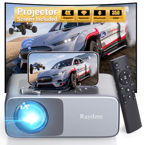 Raydem 1080P WiFi Projector with Bluetooth and 4K Support