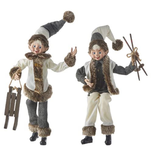 Raz Imports 2021 Chalet Posable Elf Figurines