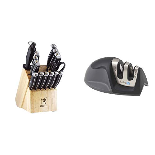 Razor-Sharp 15-Piece Knife Set with Block and Knife Sharpener