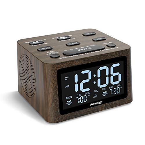 REACHER Wooden Dual Alarm Clock and White Noise Machine