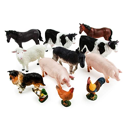 Realistic Farm Animal Figures - 12 Pack Toy Set for Toddlers