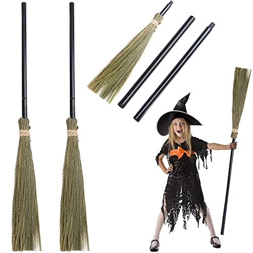 Realistic Halloween Witch Broom Props - Fun Decorations and Costume Props