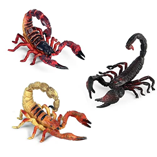 Realistic Plastic Scorpion Figurine for Collection, Pack of 3