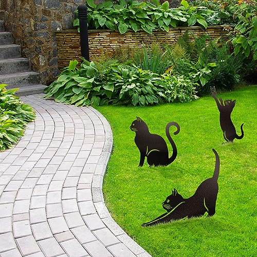 RealSteel Metal Black Cat Garden Decor