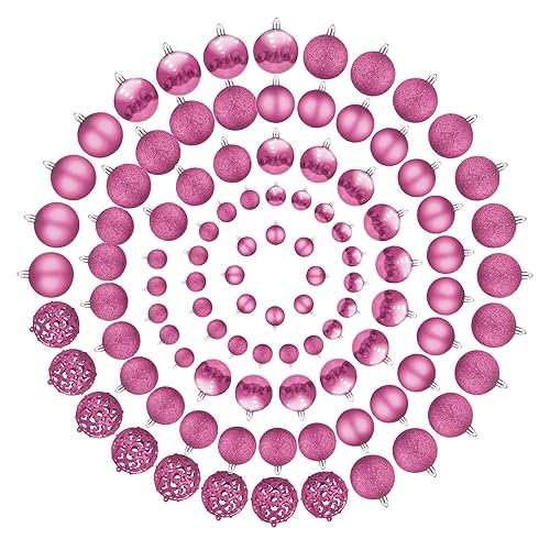 REBELLA 100-Pack Pink Christmas Ball Ornaments