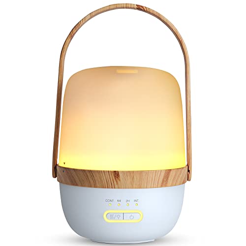 Rechargeable Essential Oil Diffusers, Cordless Diffuser for Essential Oils, Wireless Aromatherapy Diffuser with Warm Light, Portable Ultrasonic Diffuser for Camping Travel Home - Blue