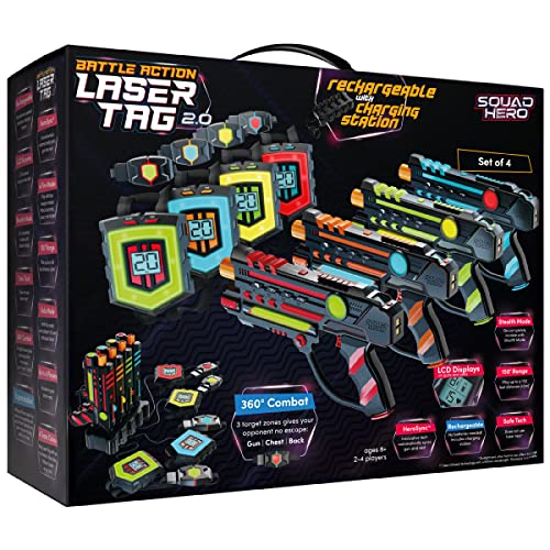 Rechargeable Laser Tag 360° Sensors + LCDs Set