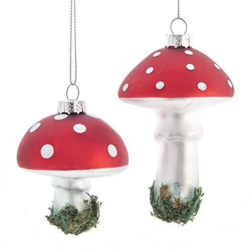 Red and White Mushroom Glass Ornament Set