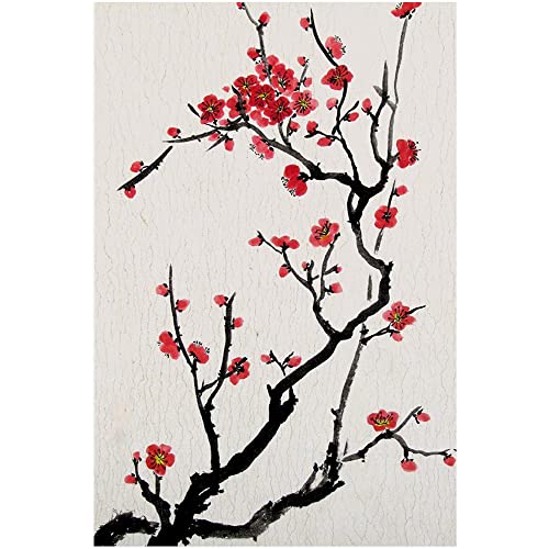 Red Cherry Blossoms Canvas Print Artwork