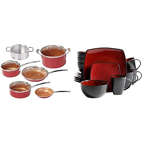Red Copper Cookware Set & Soho Lounge Dinnerware Set