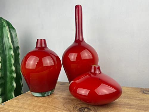 Red Decorative Murano Vase Set of 3 Vases