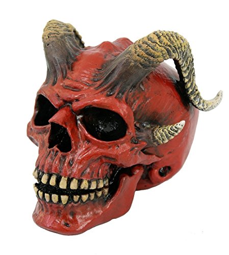Red Devil Horned Skull Figurine Collectible