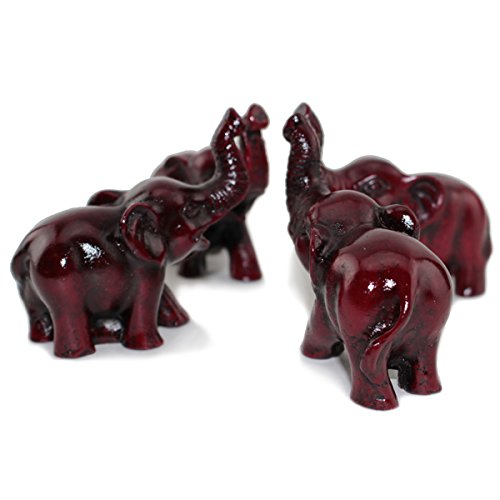 Red Elephant Statues Wealth Lucky Figurines