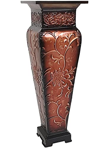 Red Embossed Floor Vase - Hosley 21 Inch Tall