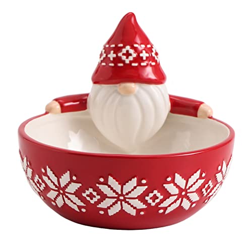 Red Gnome Ceramic Candy Bowl