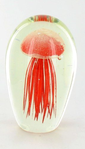Red Orange Jelly Fish Paperweight