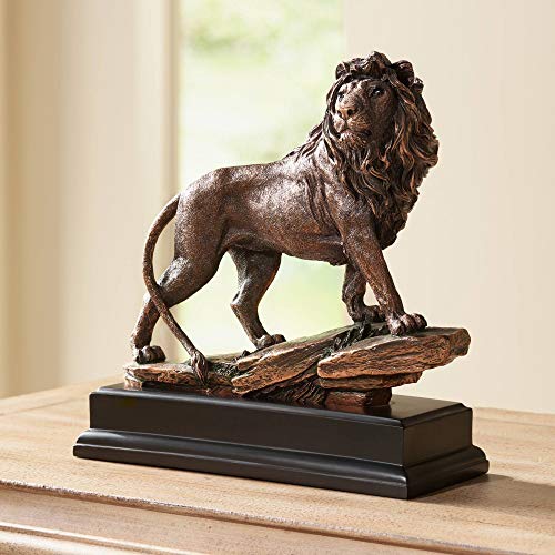 Regal Lion Sculpture in Bronze Finish