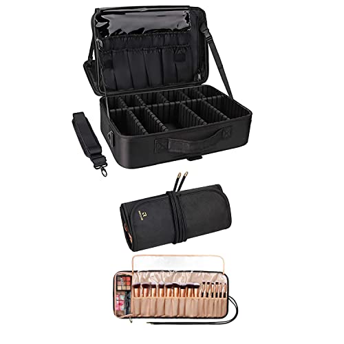 Relavel Large Makeup Case and Makeup Brush Rolling