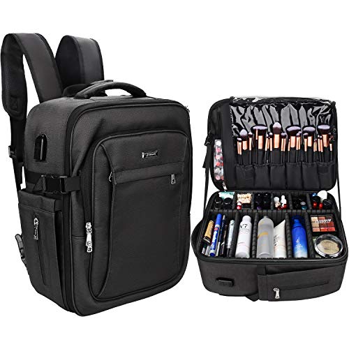 Relavel Makeup Backpack: Professional Travel Makeup Case with Ample Storage and USB Charging Port
