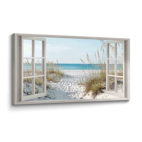 Relaxing Beach Window Wall Art Canvas