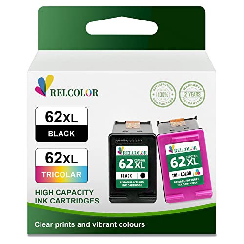 Relcolor 62XL Ink Cartridge Replacement for HP Printers