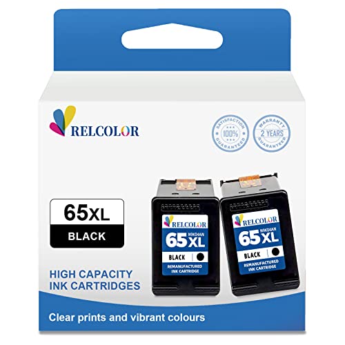 Relcolor Replacement for HP Ink Cartridge 65 65XL HP65 XL Black Combo for Envy 5000 5055 5052 5014 DeskJet 3755 3700 3772 3752 2622 2652 2600 Printer, HP65XL