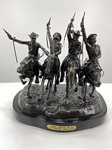 Remington Pure Bronze Sculpture Statue Coming Through The Rye