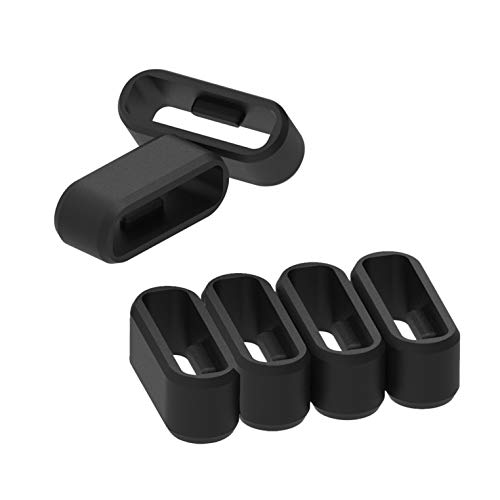 Replacement Fastener Ring for Garmin Vivosport/Vivosmart 5/Vivosmart HR/Vivoactive 4s/Vivomove 3s/Venu 2s/Forerunner 255s 265s Band Keeper, Soft Silicone Elasticity Security Loop Watch Band Holder/Retainer (Black-6pcs)
