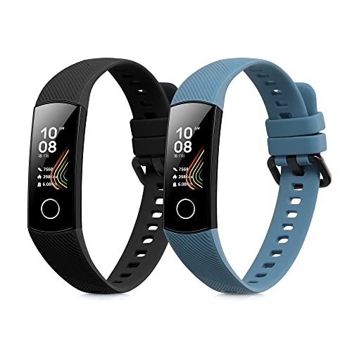Replacement Silicone Watch Bands - Black/Blue Grey