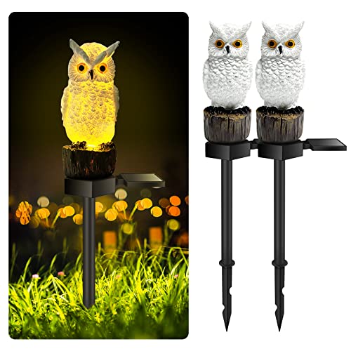Resin Owl Sculpture with Solar LED Lights