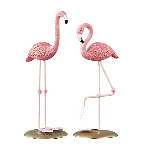 Resin Pink Flamingo Ornaments Statue Tabletop Decorations Figurines Collectible Decoration GiftHome Decor Wedding (Set of 2)