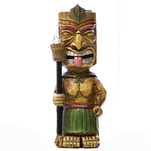 Resin Solar Garden Lights - Mayan Totem Torch Man Sculpture