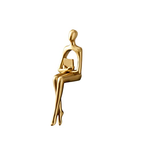 Resin Thinker Style Gold Decor Sitting Thinker Statue