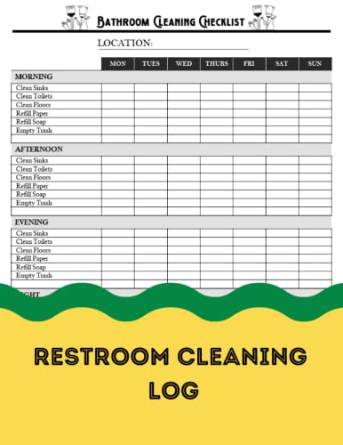 Restroom Cleaning Log: Weekly Cleaning Record Book