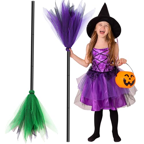 Retractable Halloween Witch Broom Props