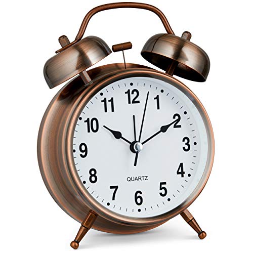 Retro Copper Analog Alarm Clock with Extra Loud Alarm