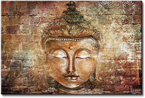Retro Gold Buddha Canvas Painting